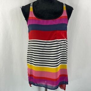 Willow & Clay Striped Sheer Hi-Low Tank with Pocket